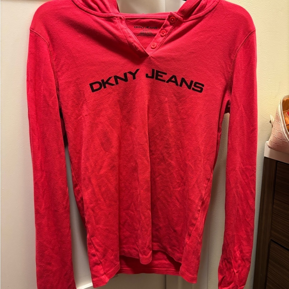 DKNY Hot Pink Buttoned Hoodie